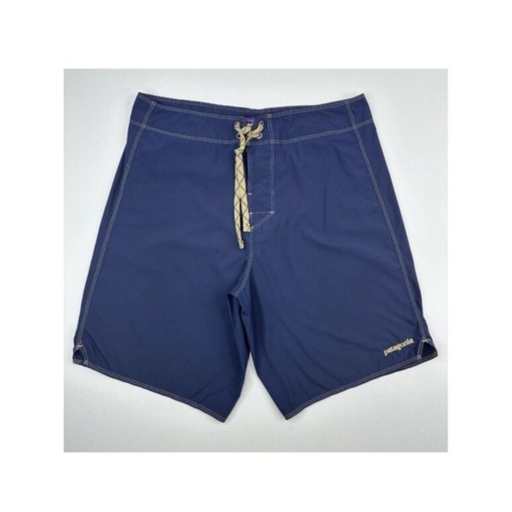 Patagonia Mens Board Shorts 30‎ Navy Blue Ripstop Swim Trunks Contrast Stitching